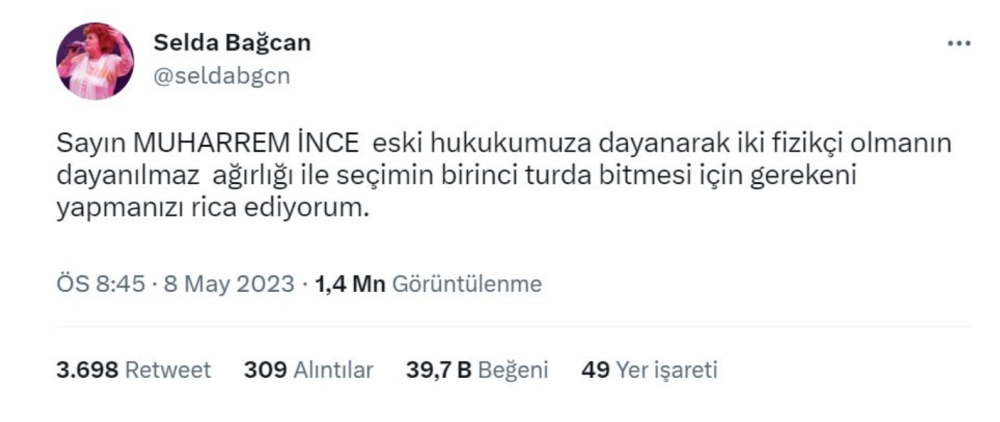 selda bagcan dan muharrem ince ye cagri